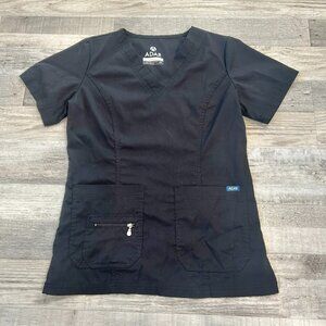 Adar Black V-Neck Short Sleeve Scrub Top Size XS S37